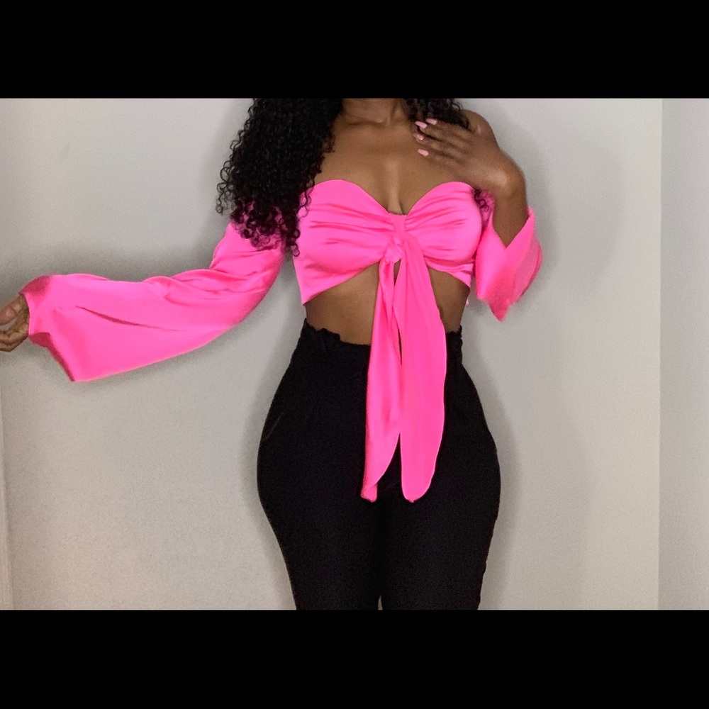Hot pink off the shoulder crop top
